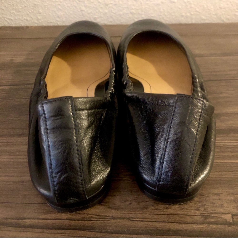 Vionic Alexa Black Leather Slip On Elastic Topline Ballet Flats - Picture 6 of 12